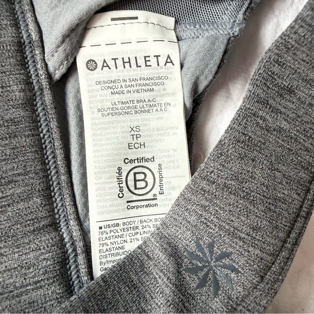 Athleta Women’s Ultimate Bra A-C Racerback Sports Heathered Gray  Size XS - Picture 6 of 8